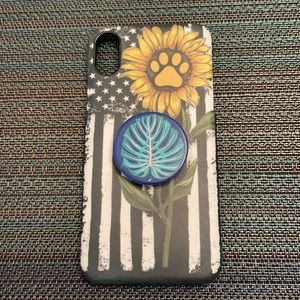 iPhone X Flagsunflower paw print case w popsocket
